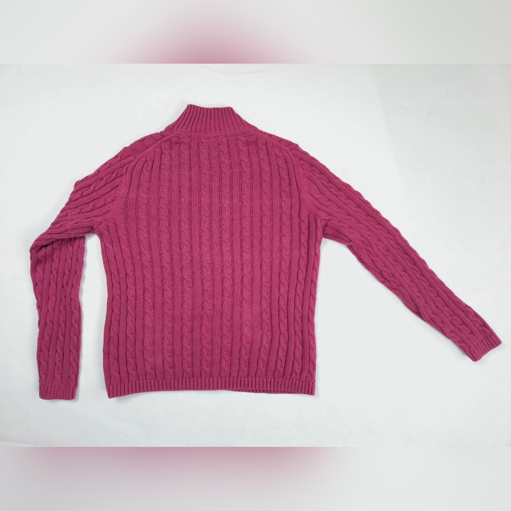 L.L. Bean Raspberry Cable Knit Cardigan - Picture 10 of 15